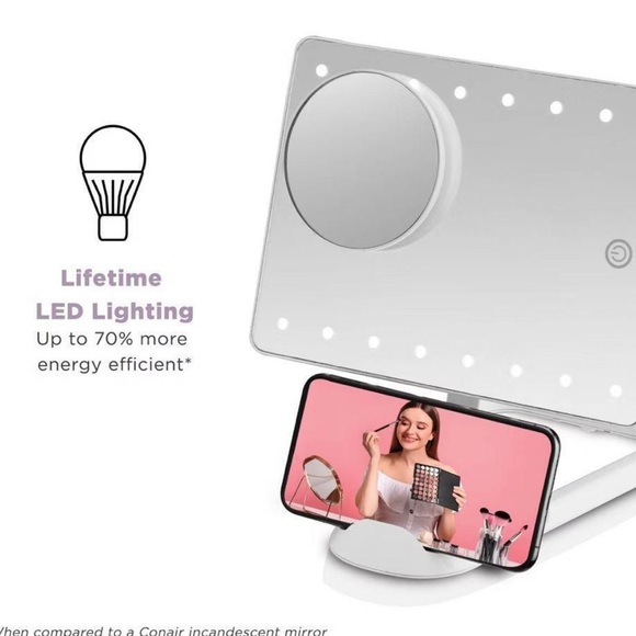 Conair LED Hollywood Lighted Social Media Vanity Cosmetic Makeup Mirror in White - Picture 2 of 14